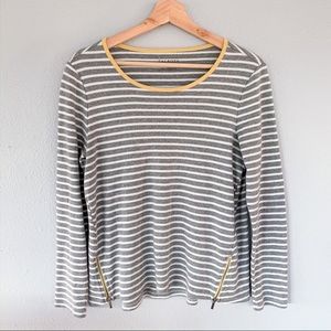 Talbots Outlet | Stripe Zipper Shirt 3/4 sleeve